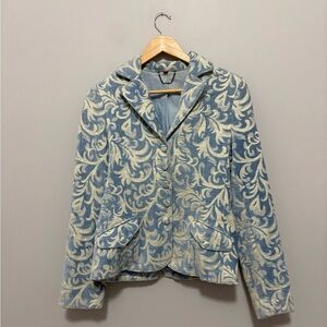 American Exchange Blue and Cream Jacquard Blazer Jacket